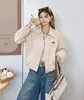 Nueva chaqueta corta vintage para mujer, versión coreana otoño 2026, corte holgado para figuras petite, cuello camisero casual tipo biker