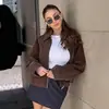 Chaqueta Vintage de Ante Marrón Melard para Mujer 2026 Otoño Para Ir al Trabajo Chaqueta Holgada de Solapa con Sentido del Diseño Ropa de Mujer
