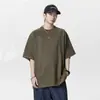 Camiseta de Verano para Hombre Estilo Americano, Suede Pesado, Manga Corta, Diseño Retro con Parches, Marca de Moda High Street, Corte Holgado