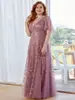 Vestido de Dama de Honor Europeo y Americano Transfronterizo Tallas Grandes Vestido de Noche para Brindis Malla con Lentejuelas Cola de Pez Adelgazante Vestido para Anfitrión de Banquetes