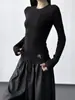 2025 Nueva Camiseta Básica de Cuello Redondo para Otoño e Invierno para Mujer Negra Versátil Aspecto Adelgazante Camiseta de Manga Larga con Elegante Top Interior