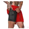 Comercio Exterior Hermanos Musculosos Moda Masculina Pantalones Cortos para Correr Deportes Ocio Exterior Sueltos Doble Capa Pantalones de Fitness