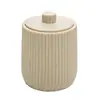 Porta-cotonetes Algodão Striato 8,5cm x 8,5cm x 10,5cm Bege Poliresina - Wolff