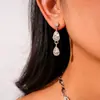 Set de Pendientes Largos de Flor Incrustados de Diamantes y Collar, Cadena para Clavícula Fresca y Elegante con un Toque de Lujo Ligero y de Alta Gama para Mujer