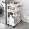 Estante de almacenamiento para baño, estante de almacenamiento de detergente para ropa de varias capas de pie, estante de almacenamiento móvil para huecos de inodoro y baño