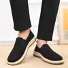 Zapatos de Tela del Viejo Pekín para Hombre con Suela de Tendón Zapatos de Trabajo Antideslizantes Zapatos de Tela Negros para Personas de Mediana Edad y Mayores Zapatos Transpirables con Suela Blanda