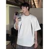 Alta Qualidade Verão Manga Curta Nova Moda Cor Emendada Harajuku Camiseta Masculina Manga Curta Casual Solta Manga Curta Meia Manga