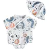 Roupa de verão para bebê conjunto fofo para meninos e meninas macacão de gaze de algodão de bambu para bebê macacão fino de verão para recém-nascido