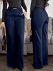 Calças retas folgadas plus size com caimento fluido, novo estilo feminino primavera e outono 2026, cintura média, emagrecimento, calças casuais