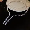 Collar de Flor de Diamante Perla Francés, Moderno, Ligero y Lujoso, Cadena para Clavícula, Accesorios de Joyería de Gama Alta Versátiles de Nicho