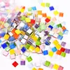Parches de Mosaico Hechos a Mano DIY Azulejos Vidrio de Cristal Mini Posavasos Materiales Cuadrados Pequeños Coloridos para Niños Colores Mixtos