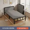 Cama individual plegable, portátil para uso doméstico, marco de hierro reforzado y engrosado, cama doble para dormitorio, cama de campaña simple para viviendas de alquiler