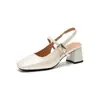 Zhr Sandalias Mary Jane de Tacón Grueso para Mujer 2026 Verano Nuevo Estilo Sandalias de Tira Única con Espalda Abierta Sandalias Elegantes de Tacón Alto