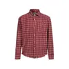 Camisa Xadrez de Flanela "Vermelho Crepúsculo" Coreana com Franjas Desgastadas Jaqueta de Algodão Xadrez Solta de Manga Longa para Homens e Mulheres