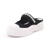 Pantuflas de Lona con Puntera para Mujer 2026 Verano Nuevo Estilo Sandalias con Velcro para Dedos Grandes para Mujer Uso Exterior de Suela Gruesa Medias Pantuflas con Pedrería