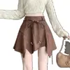 Falda Irregular de Gamuza Retro Otoño e Invierno Nueva Falda de Cintura Alta Falda Corta Versátil de Chica Hot