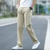 Calça casual de alta qualidade cinza claro para homens, corte reto solto, calça de outono, novo modelo primavera/outono 2026, tamanho grande, comprimento longo
