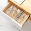 Caja de almacenamiento con cajón de escritorio de estilo japonés, divisor de cocina, vajilla, papelería, acabado, caja pequeña, compartimento de plástico transparente, artefacto