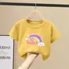 Ropa de Verano de Manga Corta para Niñas de Algodón Puro 2026 Nuevo Estilo Coreano Holgado Camiseta de Manga Media para Niña Ropa Infantil Camiseta Verano