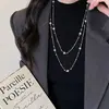 Collar de Perlas de Vidrio con Cuentas de Estilo Francés para Mujer, Cadena para Suéter de Forma Irregular, Collar en Capas de Lujo Ligero de Alta Gama