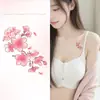 Pegatinas de Tatuaje de Flor de Cerezo Rosa para Mujeres, Impermeables y de Larga Duración, Clavícula y Muñeca, Frescas y Femeninas, Estilo Ins, Pegatinas Pintadas de Alta Gama