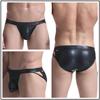 Calzoncillos tipo bolsa para hombre de cuero sintético y charol con diseño de corte alto, transpirables y muy elásticos