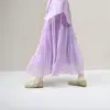 2026 Falda de Gasa con Brillo Sedoso Estilo Nuevo para Mujer Primavera y Verano Brillo Metálico Falda de Corte A Adelgazante y con Caída Longitud Media Estilo Elegante