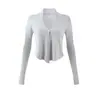 26833-26 Otoño estilo coreano liso de un botón holgado cuello en V multiestilo manga larga camiseta cárdigan chaqueta