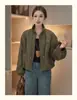 Chamarra Corta con Cuello Alto y Cordón para Mujer 2026 Otoño Estilo Coreano de Alta Gama Holgada Versátil con Cremallera para Mujeres Petite