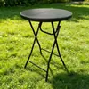 Mesa Redonda Plegable para Exteriores, Mesa de Té Simple para el Hogar, Mesa de Café Estilo Europeo, Mesa de Reuniones de Ocio, Mesa Plegable Negra