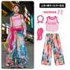 Ropa de Jazz para Niñas Traje de Chaleco Rosa con Ombligo Ropa de Baile Jazz Hip-Hop para Niñas Ropa de Actuación para Niñas Verano