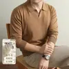 Suéter de lana de seda para hombre con cuello de gaviota, otoño 2026 nuevo, color liso, estilo old money, suéter base casual de punto para hombre