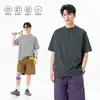 Camiseta Masculina de Manga Curta Algodão Desang Elástico Secagem Rápida Estilo Novo Verão 2026, Camiseta Casual Solta Esportiva com Meio Zíper para Homens