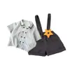 Conjunto de Peto de Dibujos Animados Estilo Japonés para Niños con Pantalón Corto de Estrellas, Camisa de Manga Corta Estilo Escolar, Conjunto de Dos Piezas para Niños Pequeños