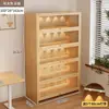 Librería a prueba de polvo de madera maciza, montada en la pared, color nogal, armario de almacenamiento, estantería de pie, estantería para el hogar