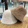 Sombrero de Pescador Grueso de Invierno de Doble Cara Sombrero Cubo de Lana Sombrero de Copa de Lana Cachemir Sombrero de Felpa de Lana de Cordero de Otoño para Mujer