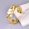 C06 Tendencia de Moda Acero Titanio Onda de Agua Cara Ancha Patrón Martillado Brazalete Abierto Personalidad Simple para Hombre y Mujer