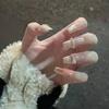 Adesivos de Unha Postiça, Estilo Longo, Glitter, Strass, Laço, Adesivos de Arte de Unha Finalizados, Unhas Vestíveis, Tipo Vestível