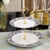 Estilo Europeo Hueso Porcelana Hortensia Azul Azul y Blanco 58 Piezas Olla Sopera Bol Plato para Pescado Bol de Arroz Cuchara para Sopa Plato de Cena Taza de Té Vajilla Fábrica Venta al por Mayor