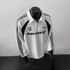 Sudadera tipo polo con media cremallera estilo americano para hombre, nuevo modelo de otoño con estampado de letras, mangas caídas, camiseta de manga larga moderna