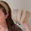 Faixa de Cabelo Tecida de Linho com Temperamento Super Fada Boêmia Prendedor de Cabelo Vazado Largo para Mulheres Elástico de Cabelo com Furo para Cabelo Acessórios de Cabelo