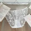 Sueño de Copo de Nieve~Bragas sexys de encaje romántico estilo francés, huecas de deseo puro, corte alto, entrepierna de algodón puro, calzones para mujer