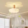 Luz de ventilador invisible color madera natural, control de voz inteligente, color nogal, luz de ventilador de techo retro francesa para dormitorio, iluminación Zhongshan