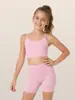 Conjunto de yoga transfronteiriço para meninas adolescentes, crianças e estudantes, calça esportiva justa para Pilates, fitness e corrida