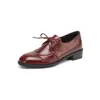 Hermoso rojo angola ~ Zapatos de vestir franceses para mujer, primavera y otoño, tacón grueso, tacón medio, para ir al trabajo, zapatos pequeños de cuero, cuero suave, pie pequeño 3.5cm