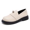 Mocasines de Piel Genuina con Suela Gruesa para Mujer, Nuevo Estilo Primavera Versátiles Slip-On Casuales de Piel, Zapatos Individuales JK Personalizados para Mujer