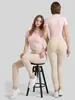 Juyitang Nuevo Estilo Chino Estilo Nacional Yoga Manga Corta para Mujer Hebilla Top Deportivo Verano Marea Nacional Adelgazante Ropa de Yoga