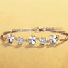 Pulsera de plata 925 chapada para mujer temperamento dulce japonés y coreano trébol de cuatro hojas flor giratoria pulsera de circonita joyería de plata regalos venta al por mayor