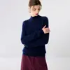 Suavidad lujosa - Suéter de cachemir de punto retorcido de siete agujas de un solo hilo, cuello semi-alto, para mujer, suéter de punto de cachemir de cabra, capa base cálida