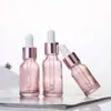 Botella Rosa Más Vendida de Amazon con Gotero para Aceite Esencial Botella de Esencia Botella de Relleno para Cosméticos Botella de Aceite Esencial Botella de Esencia